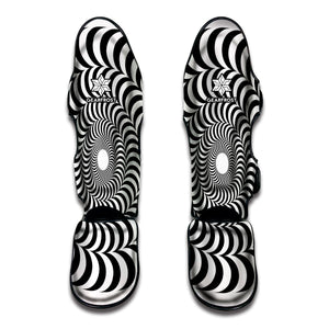 Black And White Circle Illusion Print Muay Thai Shin Guard