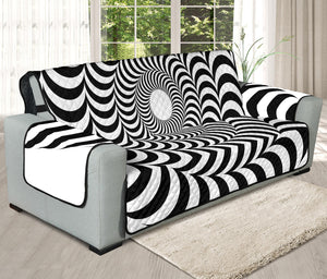 Black And White Circle Illusion Print Oversized Sofa Protector