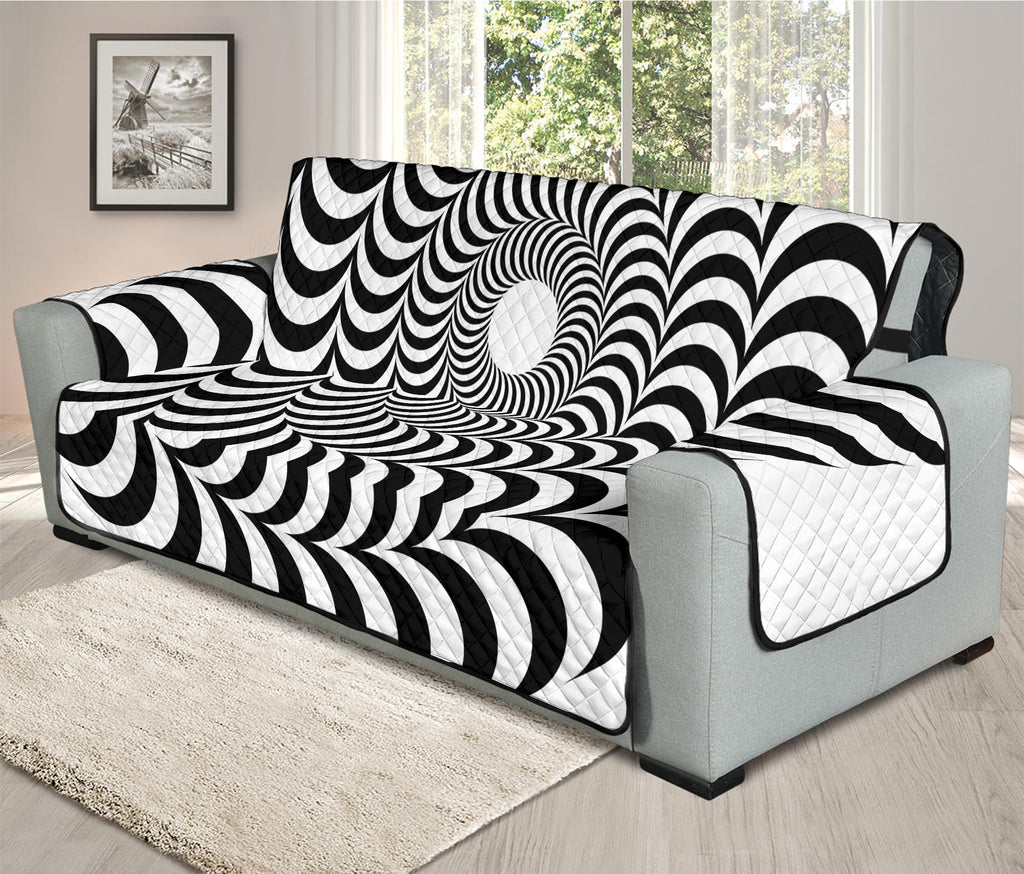 Black And White Circle Illusion Print Oversized Sofa Protector