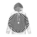 Black And White Circle Illusion Print Pullover Hoodie