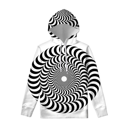 Black And White Circle Illusion Print Pullover Hoodie