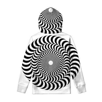 Black And White Circle Illusion Print Pullover Hoodie