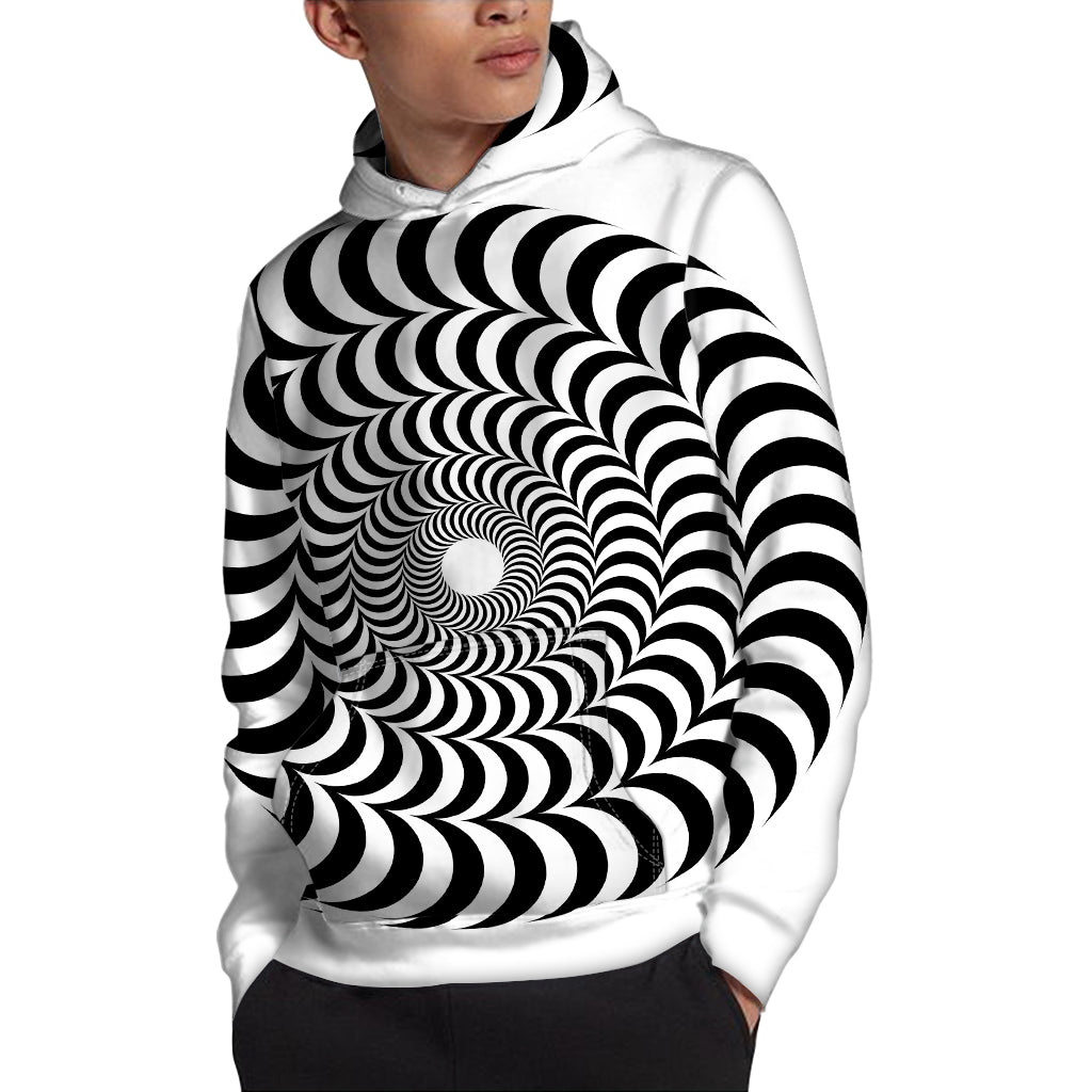 Black And White Circle Illusion Print Pullover Hoodie