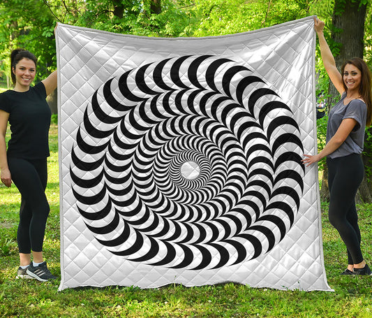 Black And White Circle Illusion Print Quilt