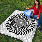 Black And White Circle Illusion Print Quilt