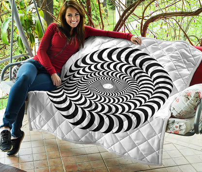 Black And White Circle Illusion Print Quilt