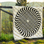 Black And White Circle Illusion Print Quilt