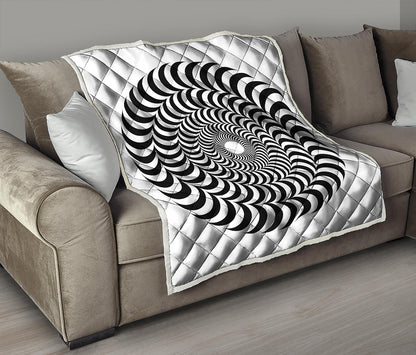 Black And White Circle Illusion Print Quilt