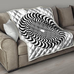 Black And White Circle Illusion Print Quilt