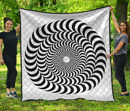 Black And White Circle Illusion Print Quilt