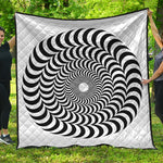 Black And White Circle Illusion Print Quilt
