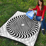 Black And White Circle Illusion Print Quilt