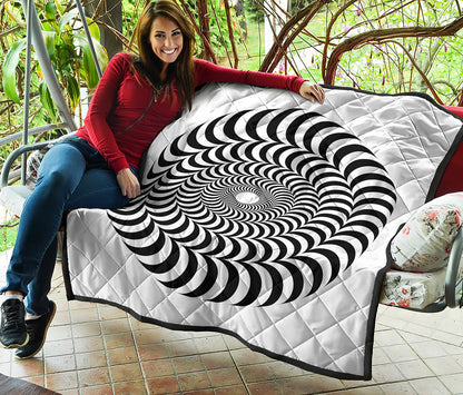 Black And White Circle Illusion Print Quilt