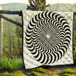 Black And White Circle Illusion Print Quilt