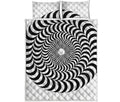 Black And White Circle Illusion Print Quilt Bed Set