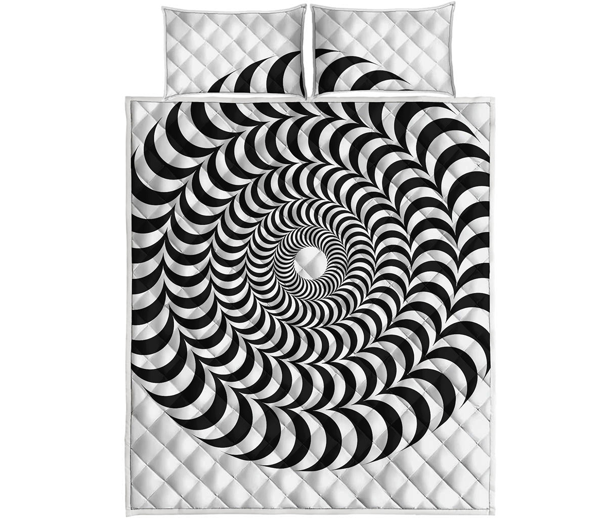 Black And White Circle Illusion Print Quilt Bed Set