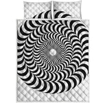 Black And White Circle Illusion Print Quilt Bed Set