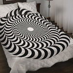 Black And White Circle Illusion Print Quilt Bed Set