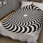 Black And White Circle Illusion Print Quilt Bed Set