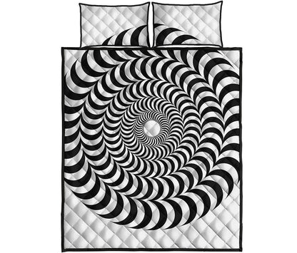Black And White Circle Illusion Print Quilt Bed Set