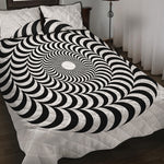 Black And White Circle Illusion Print Quilt Bed Set