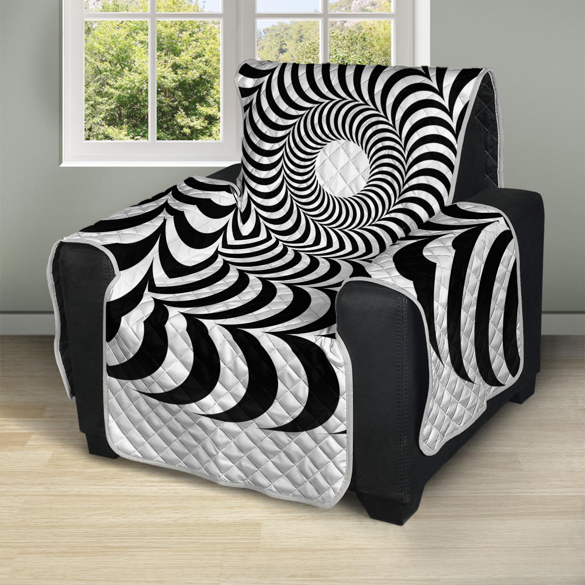 Black And White Circle Illusion Print Recliner Protector