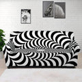 Black And White Circle Illusion Print Sofa Cover