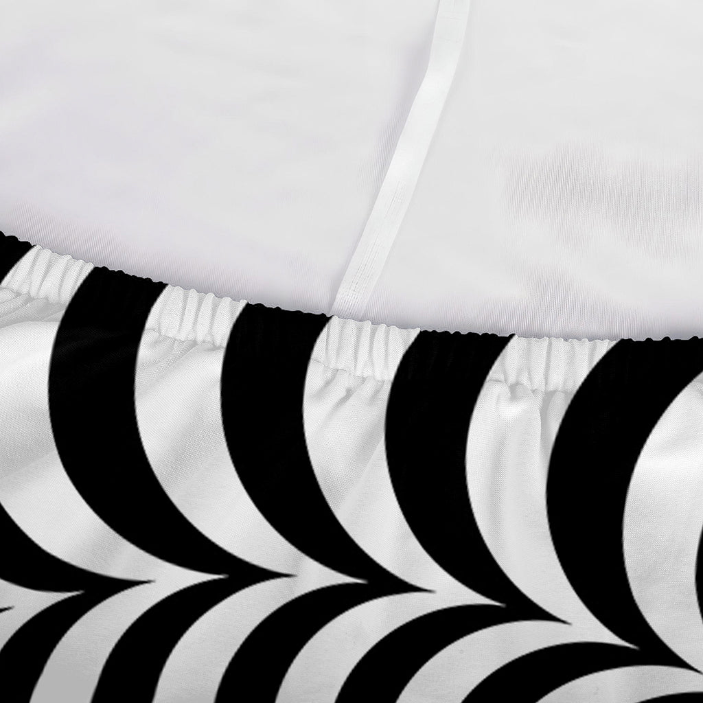 Black And White Circle Illusion Print Sofa Cover