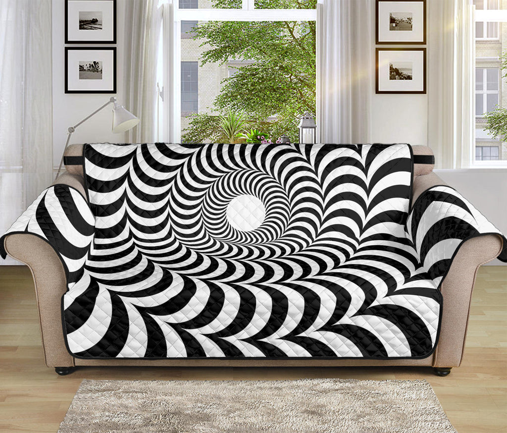 Black And White Circle Illusion Print Sofa Protector