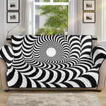 Black And White Circle Illusion Print Sofa Protector