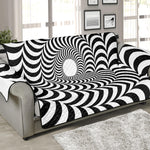 Black And White Circle Illusion Print Sofa Protector