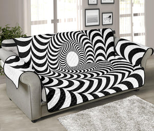 Black And White Circle Illusion Print Sofa Protector