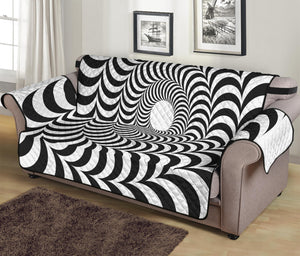 Black And White Circle Illusion Print Sofa Protector