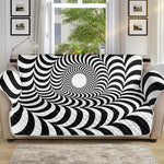 Black And White Circle Illusion Print Sofa Protector