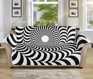 Black And White Circle Illusion Print Sofa Protector