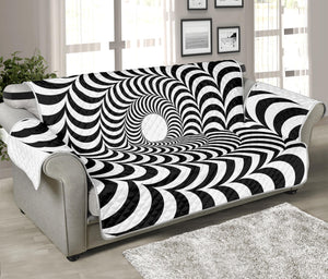 Black And White Circle Illusion Print Sofa Protector