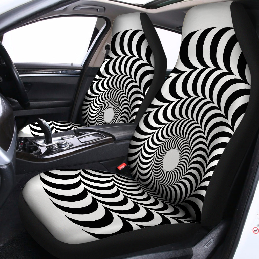 Black And White Circle Illusion Print Universal Fit Car Seat Covers