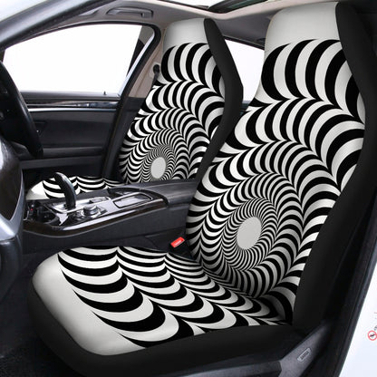 Black And White Circle Illusion Print Universal Fit Car Seat Covers
