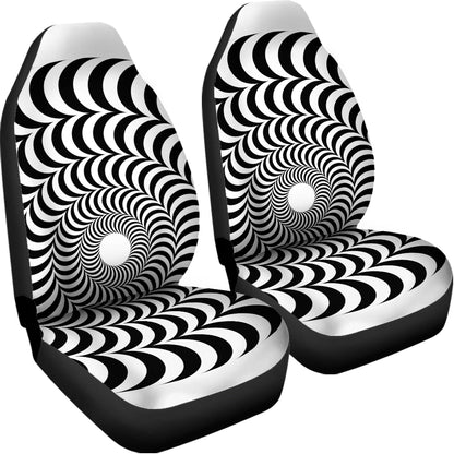 Black And White Circle Illusion Print Universal Fit Car Seat Covers