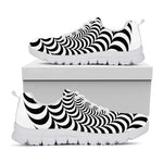 Black And White Circle Illusion Print White Sneakers