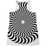 Black And White Circle Illusion Print Women's Racerback Tank Top