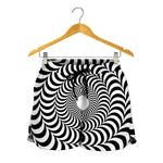 Black And White Circle Illusion Print Women's Shorts