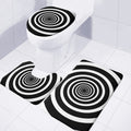 Black And White Circle Swirl Print 3 Piece Bath Mat Set