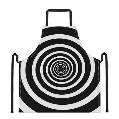 Black And White Circle Swirl Print Apron