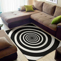 Black And White Circle Swirl Print Floor Mat