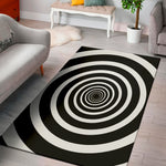 Black And White Circle Swirl Print Area Rug