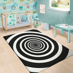 Black And White Circle Swirl Print Area Rug