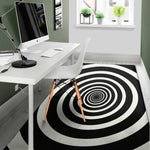 Black And White Circle Swirl Print Area Rug