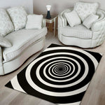 Black And White Circle Swirl Print Area Rug