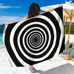Black And White Circle Swirl Print Beach Sarong Wrap